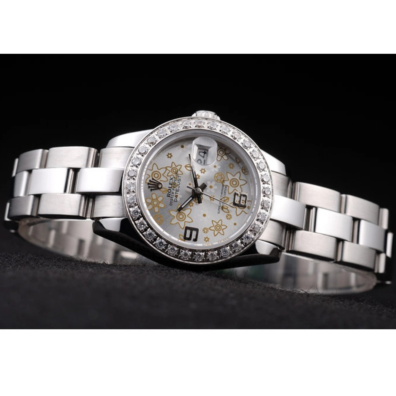 Rolex copies cheap Silver Rolex Datejust 98082 Plated Steel Dial Stainless Polished Diamond Flowers 0718